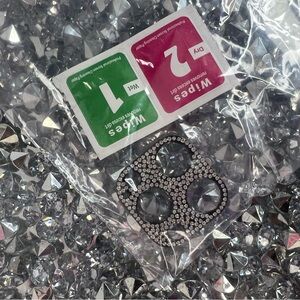 Sparkling Black Rhinestone Camera Lens Protector for Cell Phones